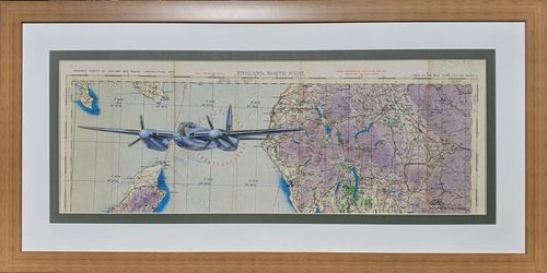 Original Mosquito Painting on 1942 RAF Map Owned by Named Mosquito Navigator