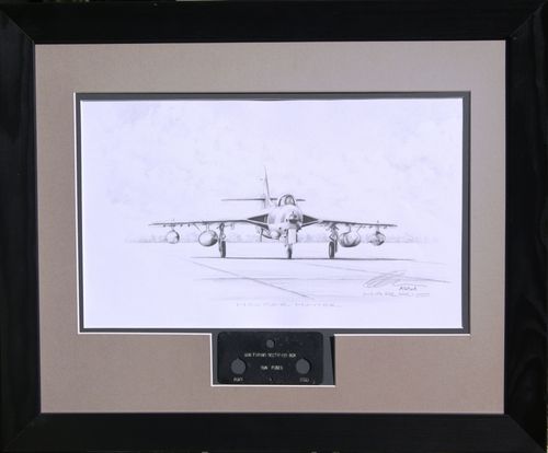 Original Pencil drawing of a Hawker Hunter with genuine fuse panel