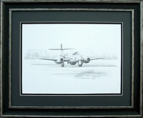 Original Pencil drawing - "Post War Jet - Gloster Meteor"