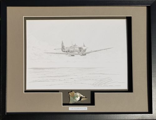 Original Spitfire Pencil Drawing with Genuine Fragment